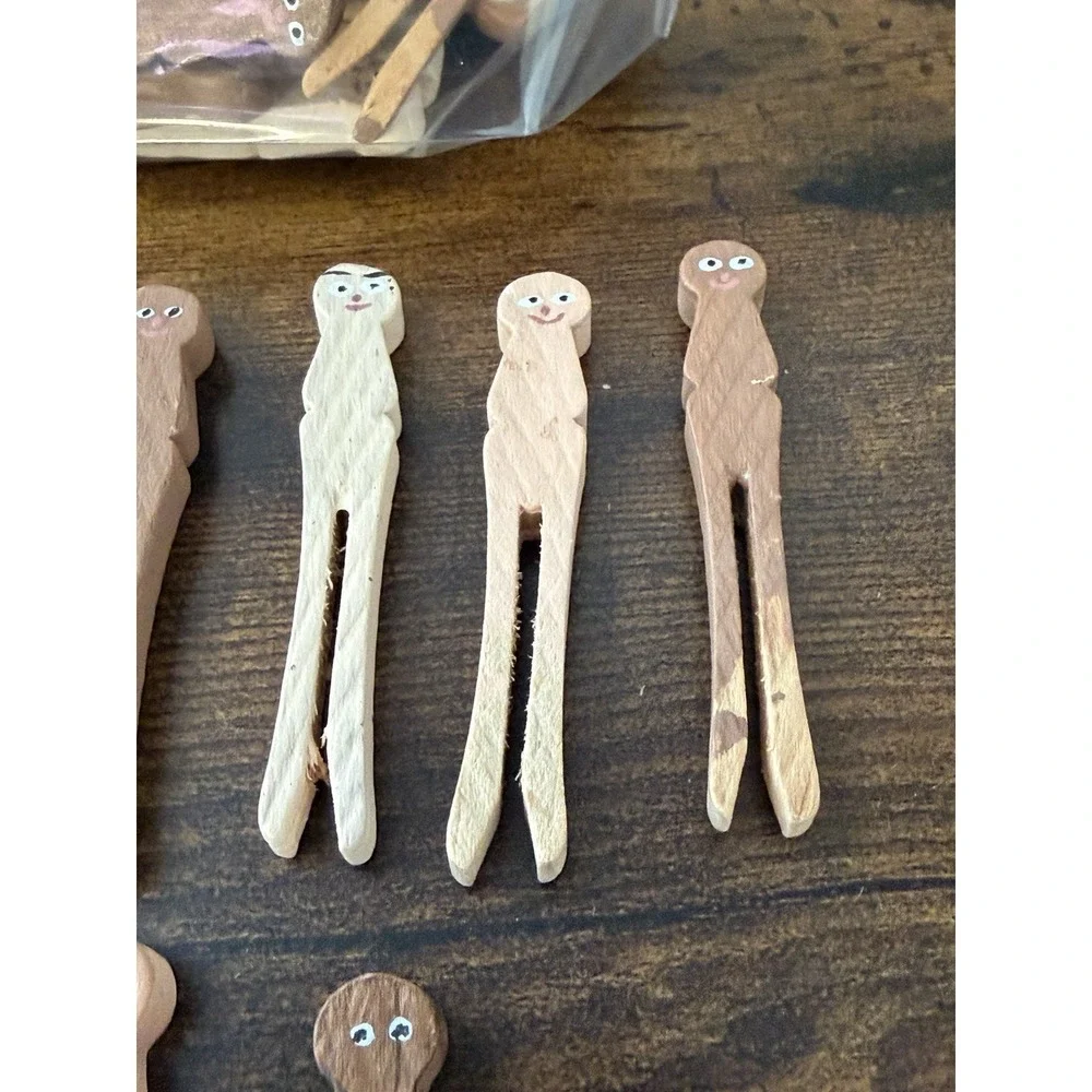 Lot 50‎ Vintage Wooden Clothespin Peg People Handpainted Waldorf Craft